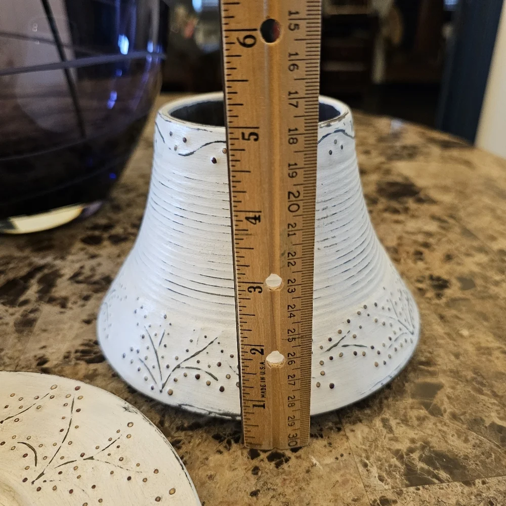 Yankee Candle Large Stoneberry Shade & Plate RARE WHITE Set Jar Candle Topper 👀